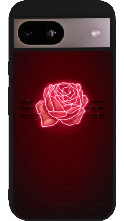 Coque Google Pixel 8a - Silicone rigide noir Spring 23 neon rose