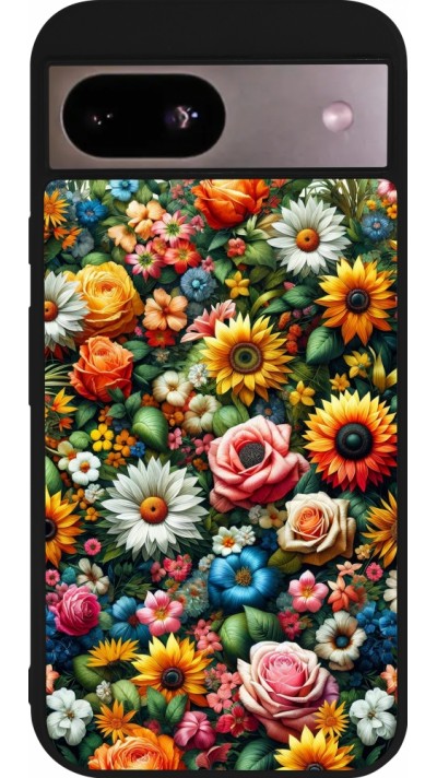 Coque Google Pixel 8a - Silicone rigide noir Summer Floral Pattern