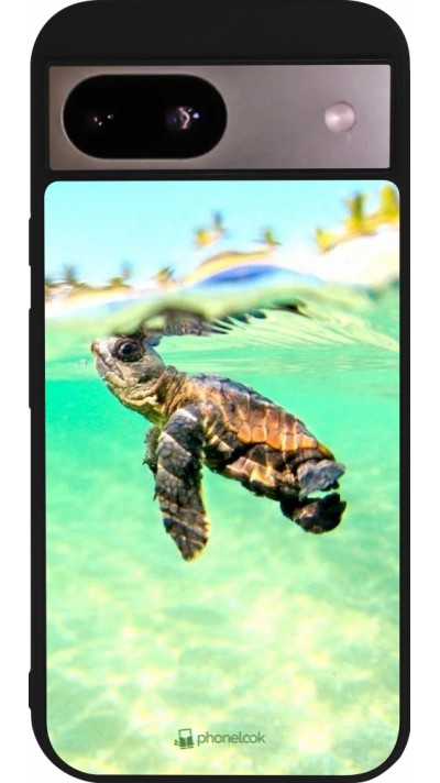 Coque Google Pixel 8a - Silicone rigide noir Turtle Underwater