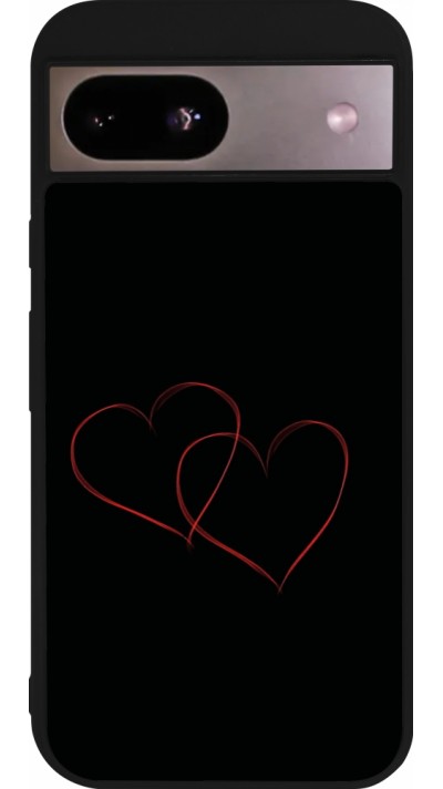 Coque Google Pixel 8a - Silicone rigide noir Valentine 2023 attached heart