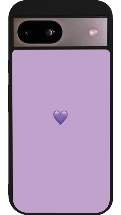 Coque Google Pixel 8a - Silicone rigide noir Valentine 2023 purpule single heart