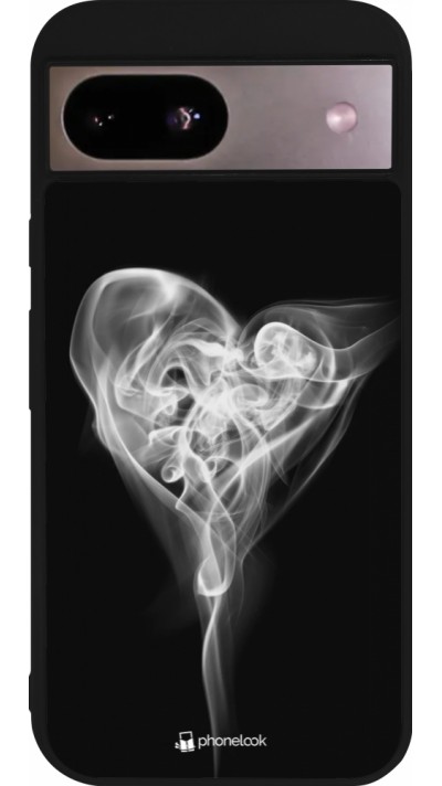 Coque Google Pixel 8a - Silicone rigide noir Valentine 2022 Black Smoke