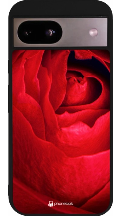 Coque Google Pixel 8a - Silicone rigide noir Valentine 2022 Rose