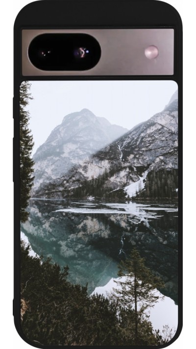 Coque Google Pixel 8a - Silicone rigide noir Winter 22 snowy mountain and lake