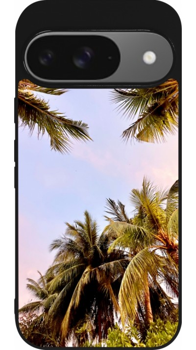 Google Pixel 9 / Pixel 9 Pro Case Hülle - Silikon schwarz Summer 2023 palm tree vibe