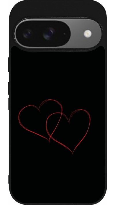 Google Pixel 9 / Pixel 9 Pro Case Hülle - Silikon schwarz Valentine 2023 attached heart