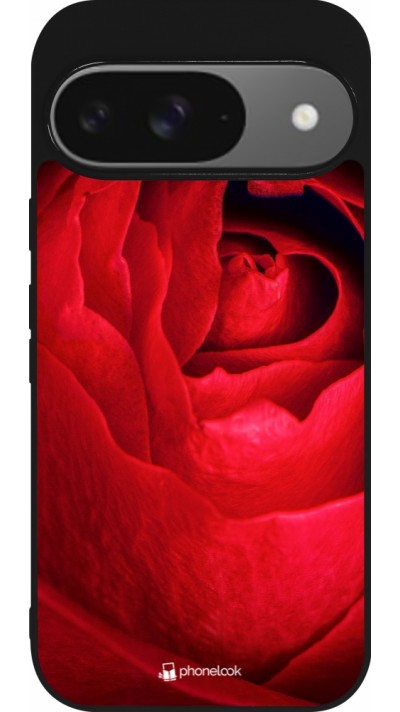 Google Pixel 9 / Pixel 9 Pro Case Hülle - Silikon schwarz Valentine 2022 Rose