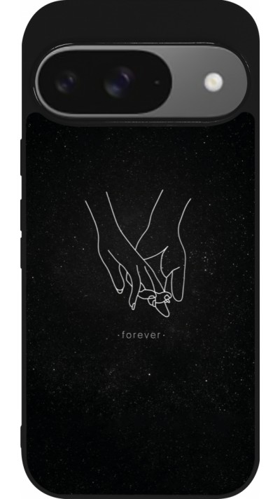 Google Pixel 9 / Pixel 9 Pro Case Hülle - Silikon schwarz Valentine 2023 hands forever