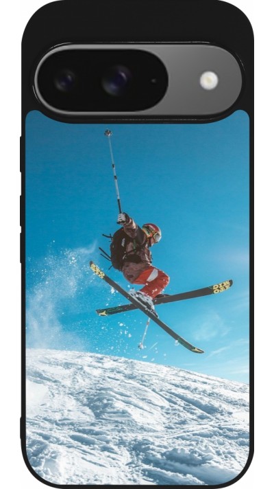 Google Pixel 9 / Pixel 9 Pro Case Hülle - Silikon schwarz Winter 22 Ski Jump