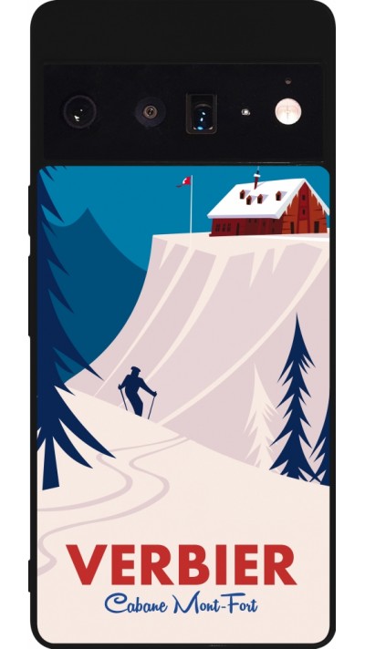 Google Pixel 6 Pro Case Hülle - Silikon schwarz Verbier Cabane Mont-Fort