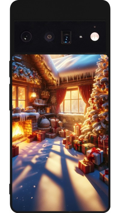 Google Pixel 6 Pro Case Hülle - Silikon schwarz Weihnachten Chalet Feerie