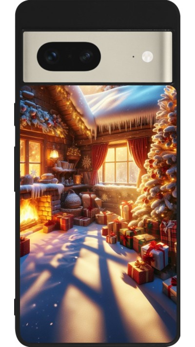 Google Pixel 7 Case Hülle - Silikon schwarz Weihnachten Chalet Feerie