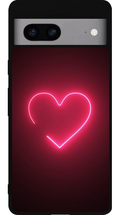 Google Pixel 7a Case Hülle - Silikon schwarz Valentine 2023 single neon heart