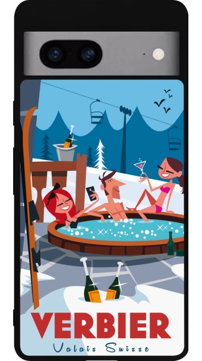 Google Pixel 7a Case Hülle - Silikon schwarz Verbier Mountain Jacuzzi