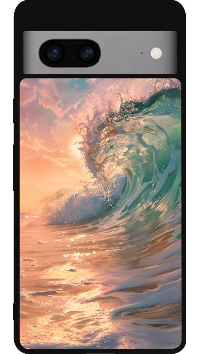 Google Pixel 7a Case Hülle - Silikon schwarz Wave Sunset