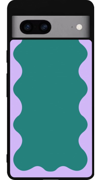 Google Pixel 7a Case Hülle - Silikon schwarz Wavy Rectangle Green Purple