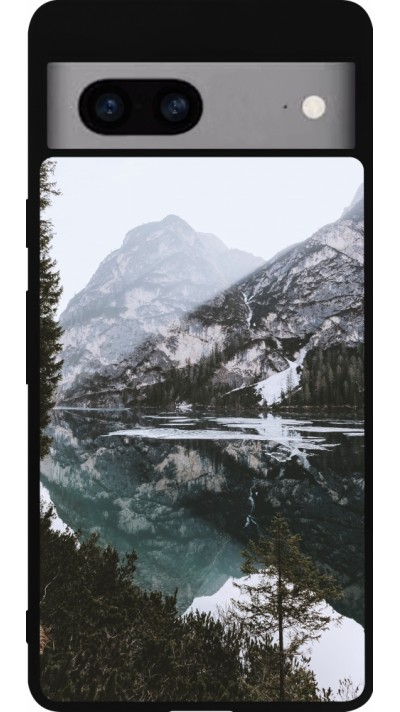 Google Pixel 7a Case Hülle - Silikon schwarz Winter 22 snowy mountain and lake