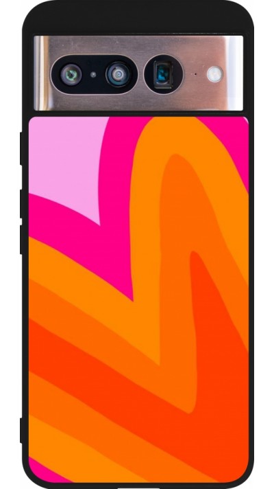 Google Pixel 8 Case Hülle - Silikon schwarz Valentine 2024 heart gradient