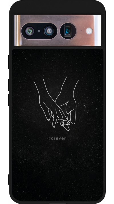 Google Pixel 8 Case Hülle - Silikon schwarz Valentine 2023 hands forever