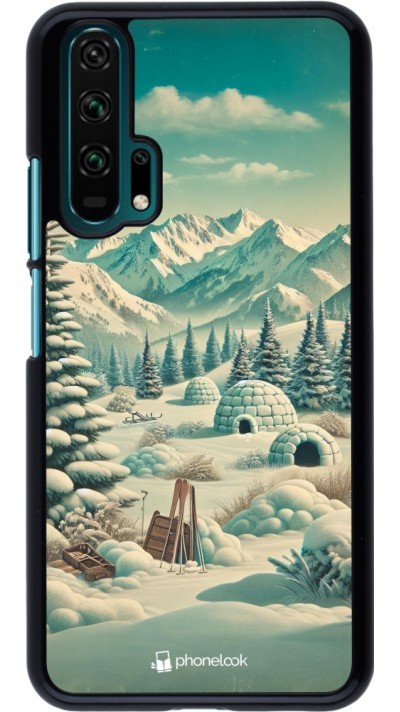 Honor 20 Pro Case Hülle - Vintage Schneebedeckter Berg Iglu