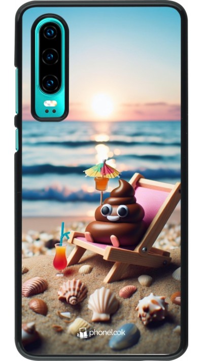 Coque Huawei P30 - Emoji caca sur chaise longue