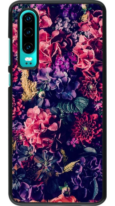 Coque Huawei P30 - Flowers Dark