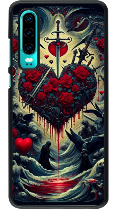 Coque Huawei P30 - Dark Love Coeur Sang