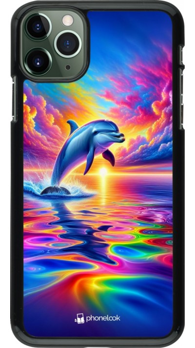 iPhone 11 Pro Max Case Hülle - Glücklicher Regenbogen-Delfin