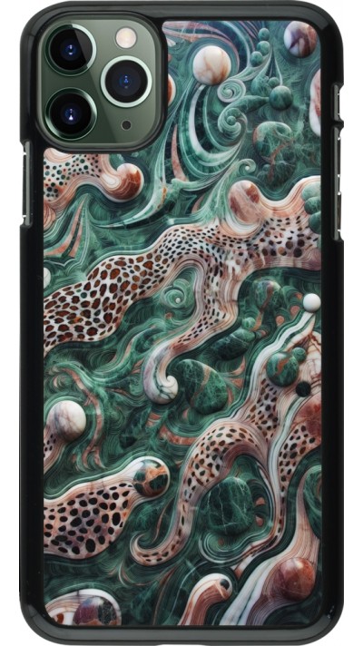 iPhone 11 Pro Max Case Hülle - Grüner Marmor und abstrakter Leopard