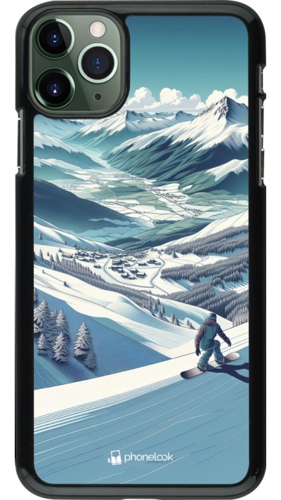 iPhone 11 Pro Max Case Hülle - Snowboarder Berg