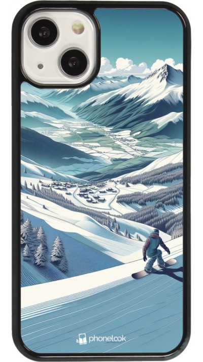 iPhone 13 Case Hülle - Snowboarder Berg