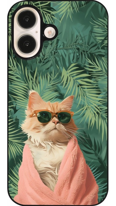 iPhone 16 Case Hülle - Cat Summer Palms