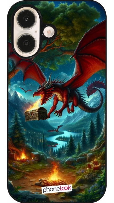 iPhone 16 Case Hülle - Drache Fliegend Wald Schatz