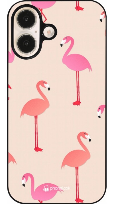 Coque iPhone 16 - Pink Flamingos Pattern