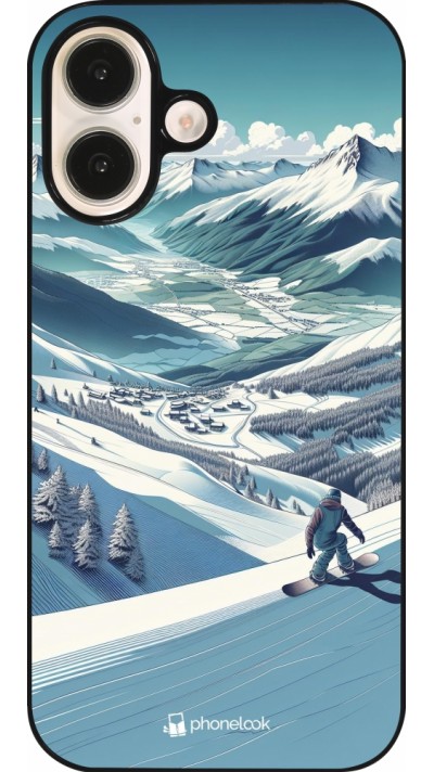 Coque iPhone 16 - Snowboarder Montagne