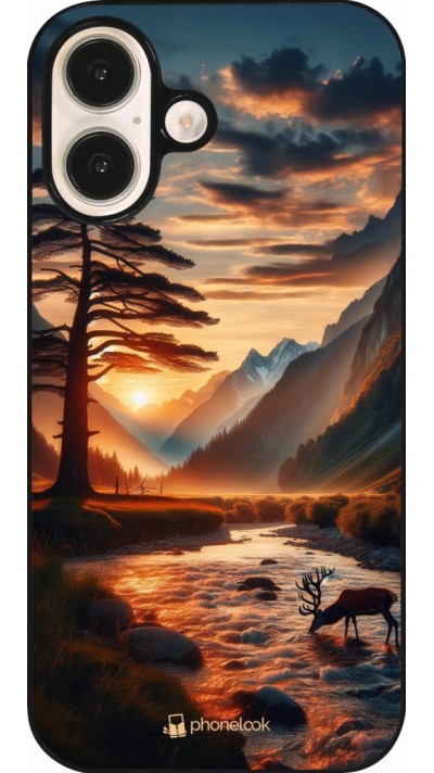 Coque iPhone 16 - Valley Sunset Deer Tree