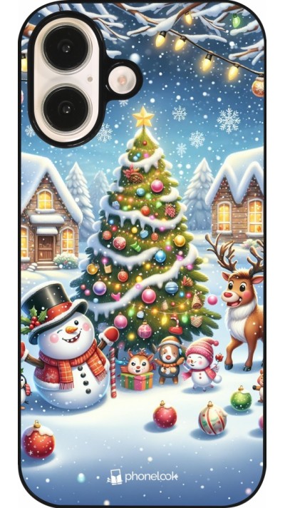 iPhone 16 Case Hülle - Weihnachten 2023 Schneemann und Tannenbaum