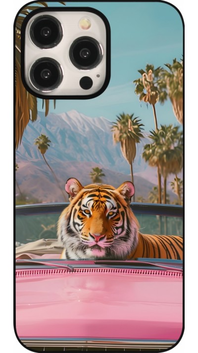 Coque iPhone 16 Pro Max - Tigre voiture rose