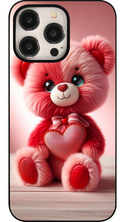 iPhone 16 Pro Max Case Hülle - Valentin 2024 Rosaroter Teddybär