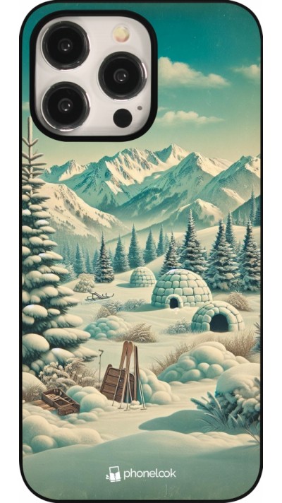 Coque iPhone 16 Pro Max - Vintage Snowy Mountain Igloo