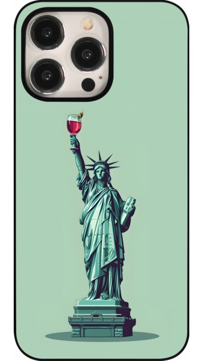 Coque iPhone 16 Pro Max - Wine Statue de la liberté avec un verre de vin