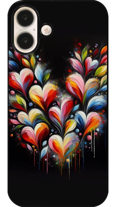 Coque iPhone 16 Plus - Valentine 2024 Coeur Noir Abstrait