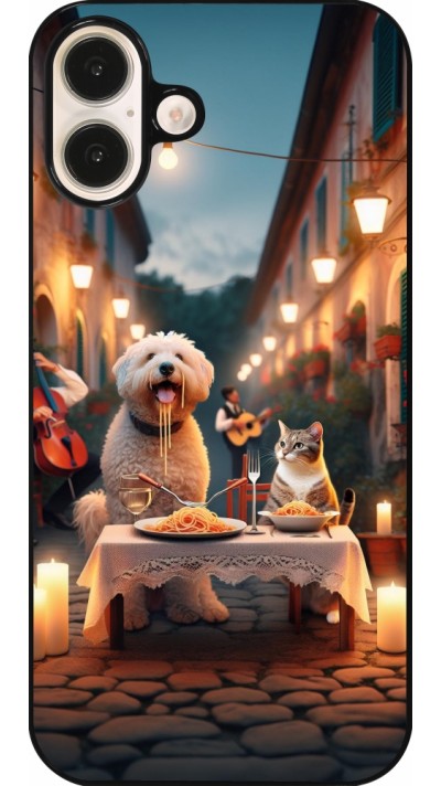 Coque iPhone 16 Plus - Valentine 2024 Dog & Cat Candlelight