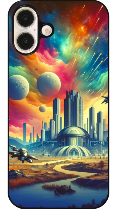 Coque iPhone 16 Plus - Ville extra-dôme futuriste