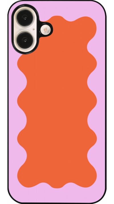 Coque iPhone 16 Plus - Wavy Rectangle Orange Pink