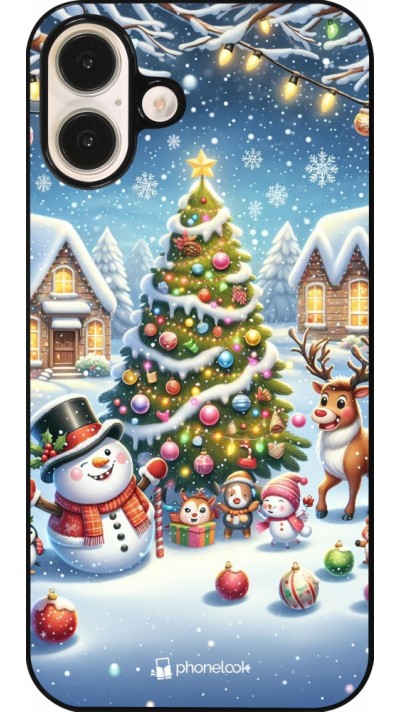 iPhone 16 Plus Case Hülle - Weihnachten 2023 Schneemann und Tannenbaum