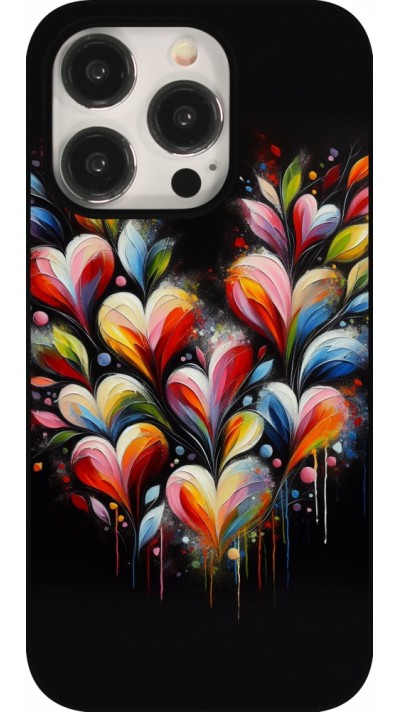 Coque iPhone 16 Pro - Valentine 2024 Coeur Noir Abstrait