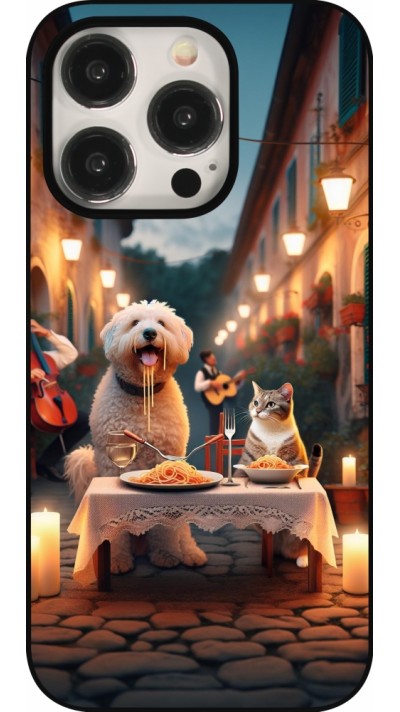 iPhone 16 Pro Case Hülle - Valentin 2024 Hund & Katze Kerzenlicht