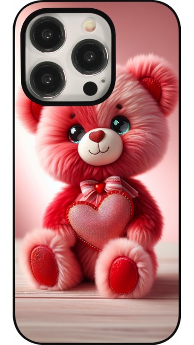 iPhone 16 Pro Case Hülle - Valentin 2024 Rosaroter Teddybär