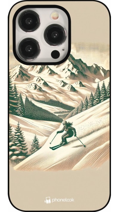 Coque iPhone 16 Pro - Vintage Ski Mountain